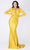 MNM COUTURE - L0002A Long Sleeve V-neck Trumpet Dress Special Occasion Dress XS / Mustard