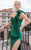 MNM COUTURE - L0043 One Shoulder Strap Dress with Slit In Green