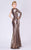 MNM COUTURE - L0049A Long Cutaway Bodice High Slit Metallic Gown Evening Dresses
