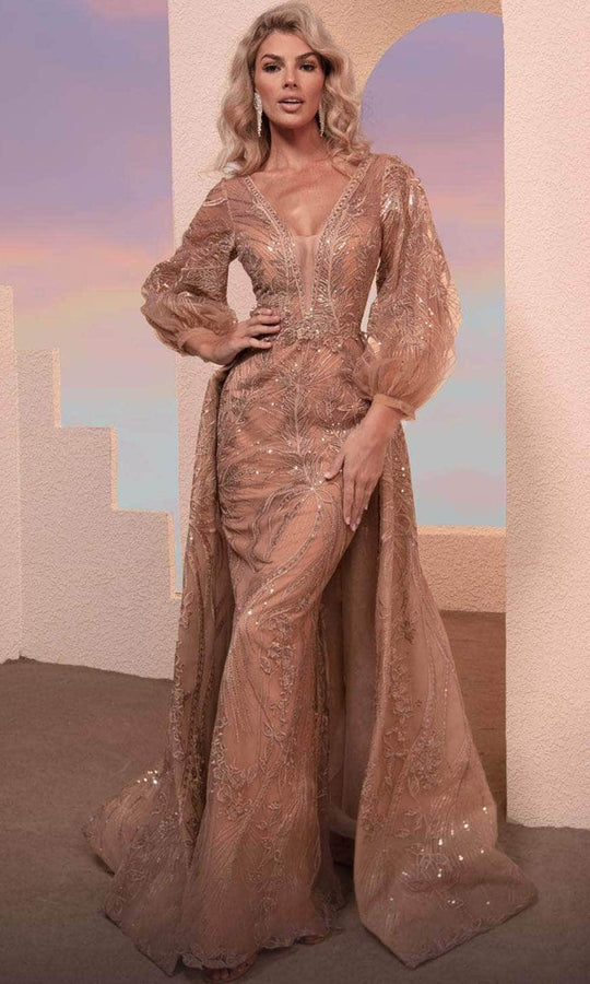 MNM Couture M0099 - Embroidered Overskirt Evening Dress