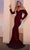 MNM Couture N0230B - Off Shoulder Glitter Evening Gown Evening Dresses 0 / Burgundy