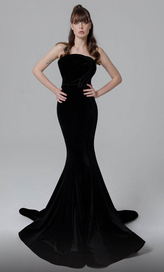 MNM Couture N0450 - Strapless Velvet Evening Gown