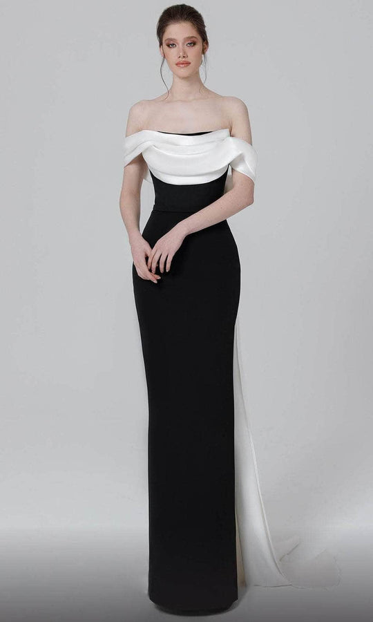 MNM Couture N0456 - Draped Off Shoulder Evening Dress