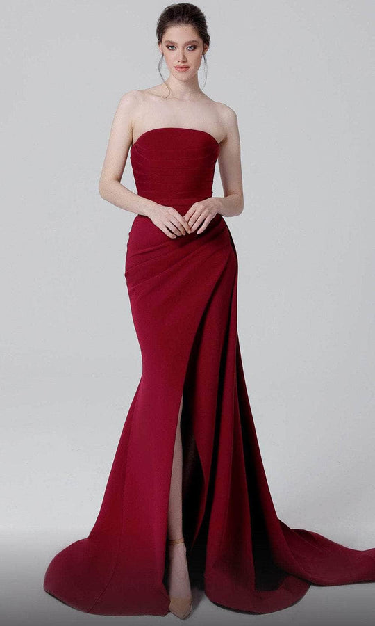 MNM Couture N0464 - Strapless Wrap Slit Evening Dress