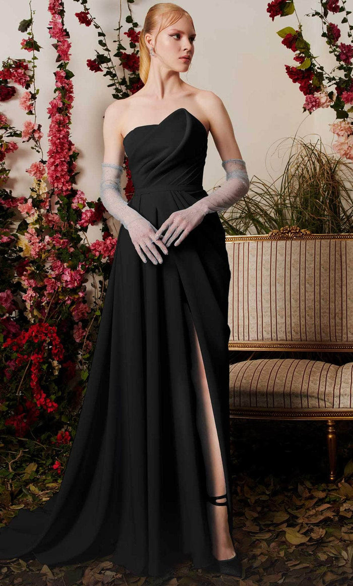 MNM COUTURE N0503 - Draped Bodice Evening Gown Formal Gowns 4 / Black