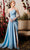 MNM COUTURE N0503 - Draped Bodice Evening Gown Formal Gowns 4 / Light Blue