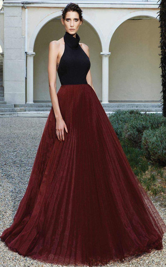 MNM Couture - Shirred Halter Neck Ballgown N0124