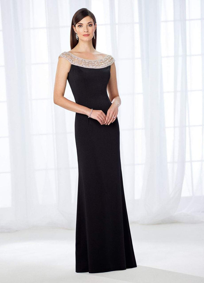 Mon Cheri - 118663 Beaded Bateau Neckline Evening Gown - 2 Pcs Black in Size 4 and Size 6 Available CCSALE 6 / Black