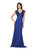 Mon Cheri -214690 V-Neck Cap Sleeve Lace Ruched Dress  - 1 Pc. Dark Purple in size 6 Available CCSALE 6 / Dark Purple