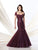Mon Cheri 214956  Strapless Gown with Matching Shrug CCSALE 10 / Plum