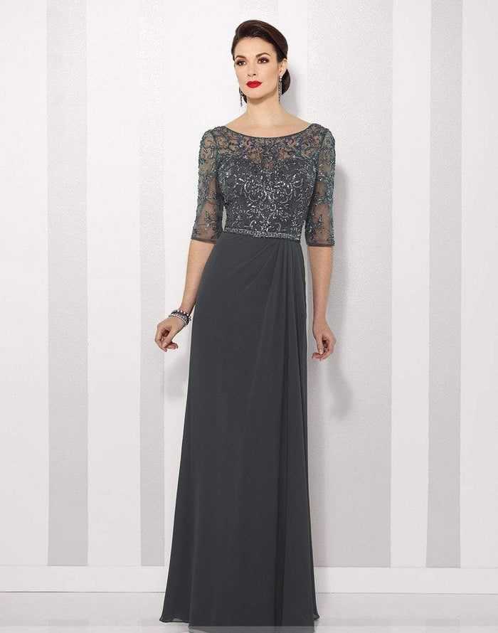 Mon Cheri 216684 Chiffon A-line Dress - 1 pc Charcoal In Size 4 Available CCSALE 4 / Charcoal