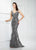 Mon Cheri 217942 Embroidered Ruched Sheath Gown - 1 pc Smoke in Size 18 Available CCSALE