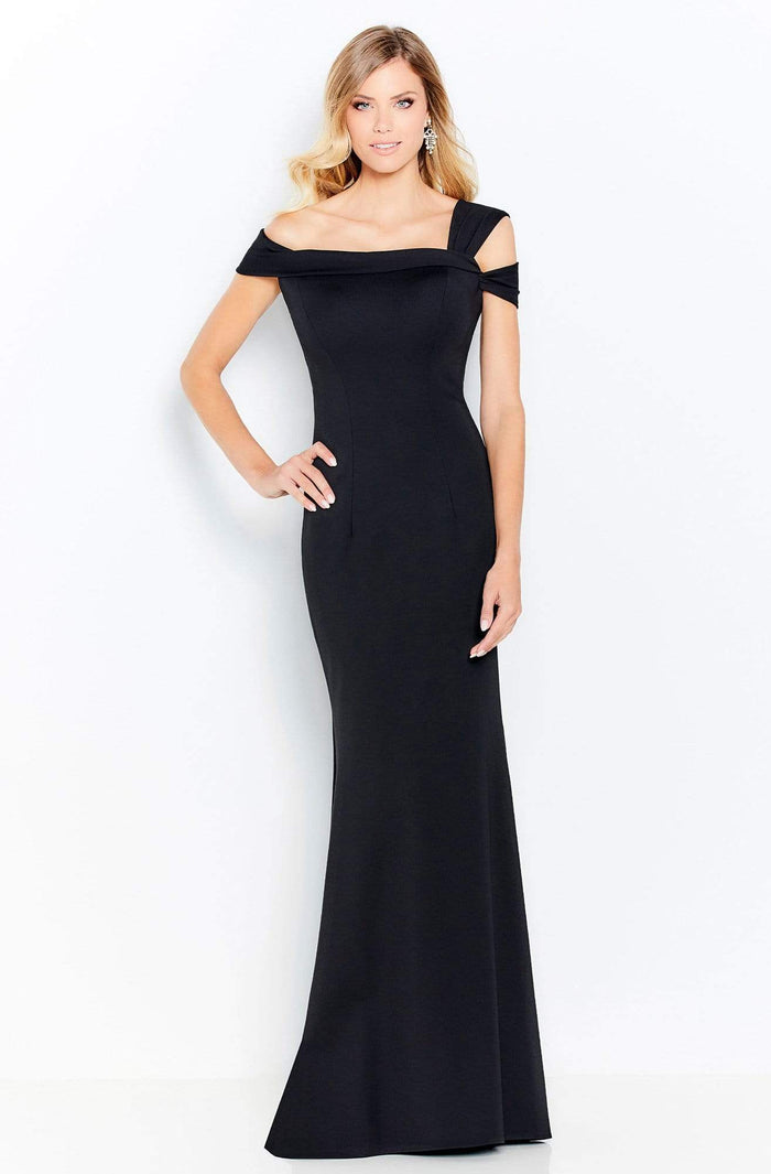 Mon Cheri - Asymmetrical Seamed Evening Gown 120604 CCSALE 6 / Black
