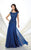 Mon Cheri Bateau Lace Chiffon Evening Dress CCSALE 10 / Sapphire