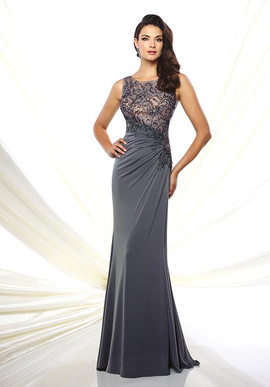 Mon Cheri - Embellished Sleeveless A-line Gown 116947 - 1 pc Pewter/Nude in Size 8 Available CCSALE 4 / Pewter/Nude