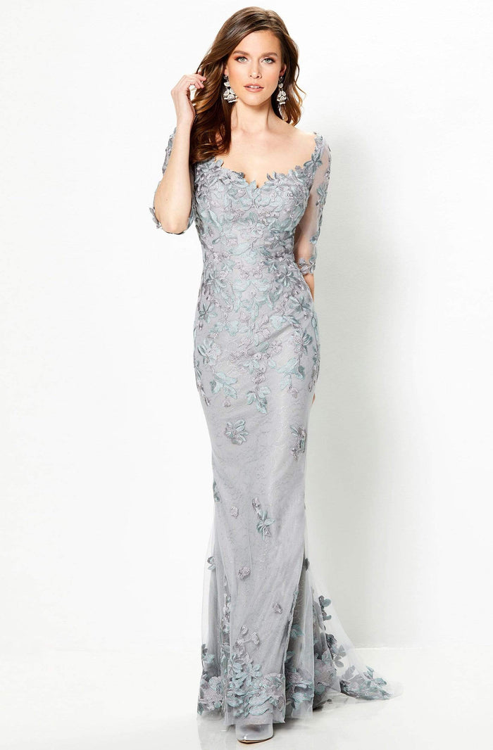 Mon Cheri - Embroidered Scoop Evening Dress 219978 - 1 pc Gray Multi In Size 12 Available CCSALE 18 / Gray Multi