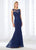 Mon Cheri - Illusion Lace Bateau Evening Dress 118671 - 1 pc Navy in Size 8 Available CCSALE 8 / Navy
