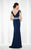 Mon Cheri - Patterned Beaded Illusion Sheath Evening Dress 117624 - 2 pcs Navy In Size 4 and 8 Available CCSALE