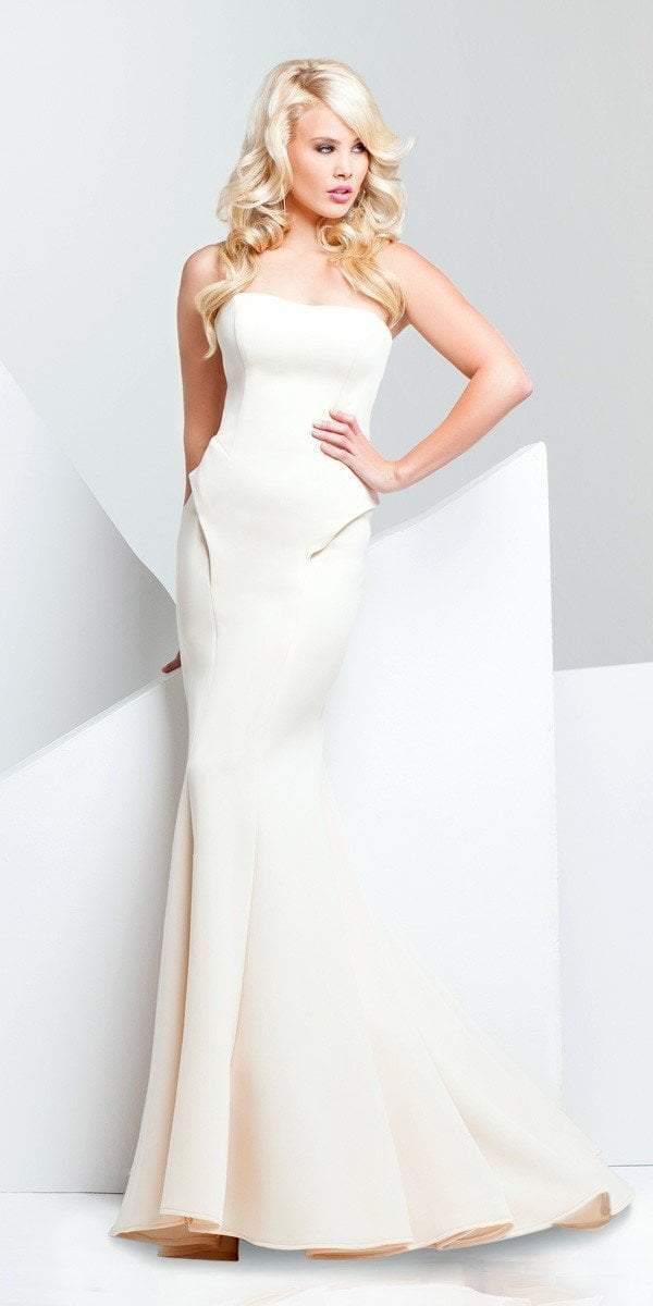 Mon Cheri Strapless Fitted Evening Dress 115704  - 1 pc Champagne In Size 2 Available CCSALE 2 / Champagne
