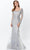Montage by Mon Cheri 119933W - Embroidered Sleeveless Long Dress Evening Dresses 16W / Silver