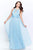 Montage by Mon Cheri - 120901W Embellished Halter Neck Sheath Dress Prom Dresses 16W / Lt Blue