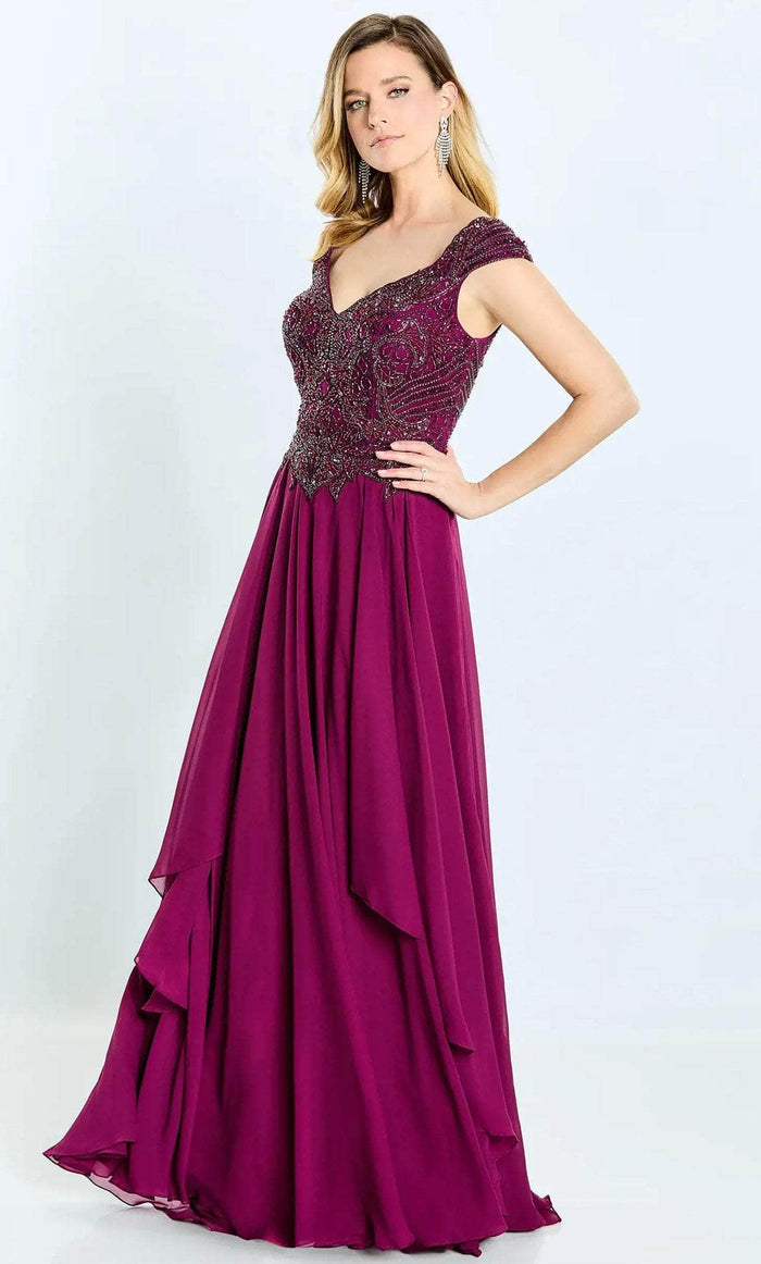 Montage by Mon Cheri 120914W - Frilled Chiffon Skirt Formal Gown Evening Dresses 16W / Burgandy