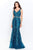 Montage by Mon Cheri - 120921W Embroidered V-Neck Trumpet Dress Prom Dresses 16W / Emerald