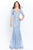 Montage by Mon Cheri - 120921W Embroidered V-Neck Trumpet Dress Prom Dresses 16W / Lt Blue