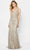 Montage by Mon Cheri 122904W - Plunging Neck Embroidered Gown Evening Dresses 16W / Stone