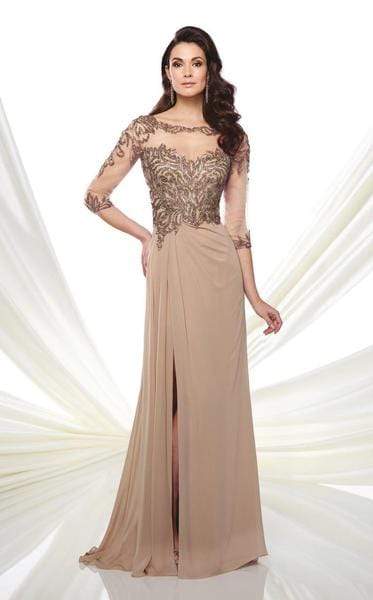 Montage by Mon Cheri - 216969 Chiffon Slim A-line Gown - 2 pcs Caramel In Size 20 and Smoke in size 20 Available CCSALE 20 / Caramel