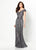 Montage by Mon Cheri - 219975 Portrait V-Neck Cascading Ruffled Gown Mother of the Bride Dresses 4 / Gunmetal