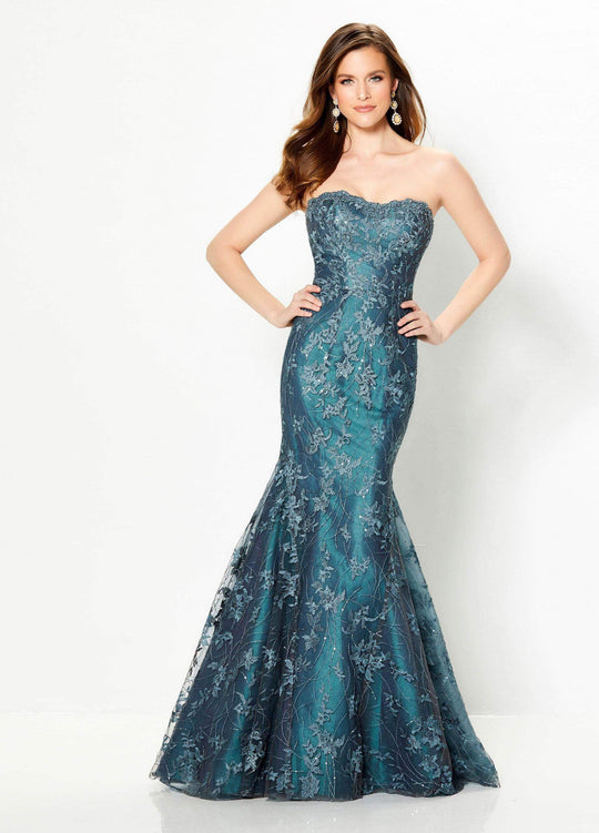 Montage by Mon Cheri - 219979 Embroidered Lace Illusion Trumpet Dress