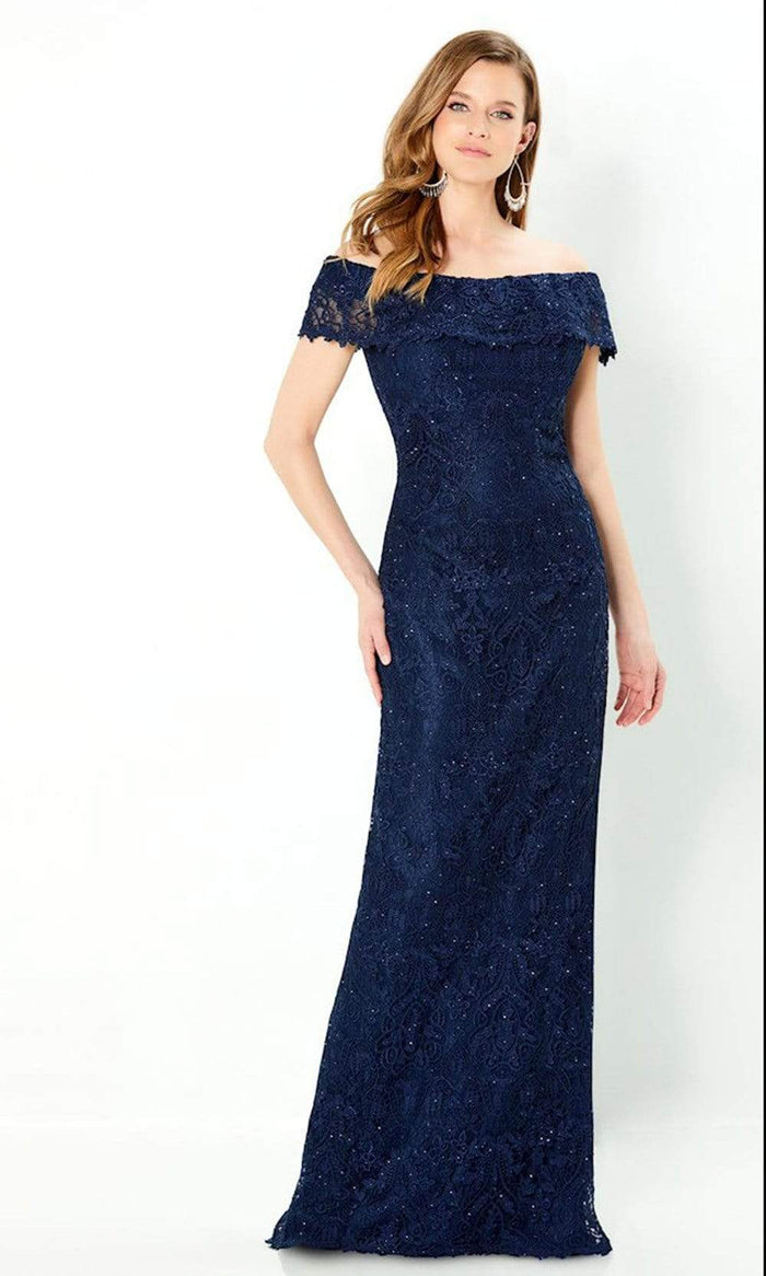 Montage by Mon Cheri - 220947 Laced Evening Gown Evening Dresses 4 / Navy Blue