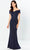Montage by Mon Cheri 220949W - Embellished Off-Shoulder Evening Dress Mother of the Bride Dresses 16W / Navy