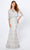 Montage by Mon Cheri - 221962 Scoop Back Embroidered Poncho Dress Mother of the Bride Dresses 4 / Silver/Nude