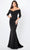 Montage by Mon Cheri 221970W - Off-Shoulder 3/4 Sleeves Evening Gown Mother of the Bride Dresses 16W / Black