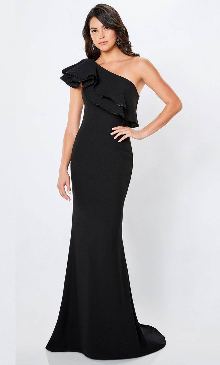 Montage by Mon Cheri 221975W - Asymmetrical Neck Evening Gown Evening Dresses 16W / Black