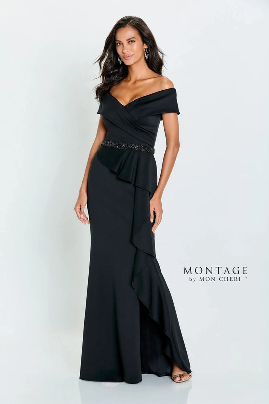 Montage by Mon Cheri 221976W - Ruffle Draped Evening Gown