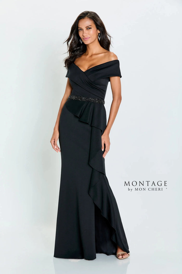Montage by Mon Cheri 221976W - Ruffle Draped Evening Gown Special Occasion Dress