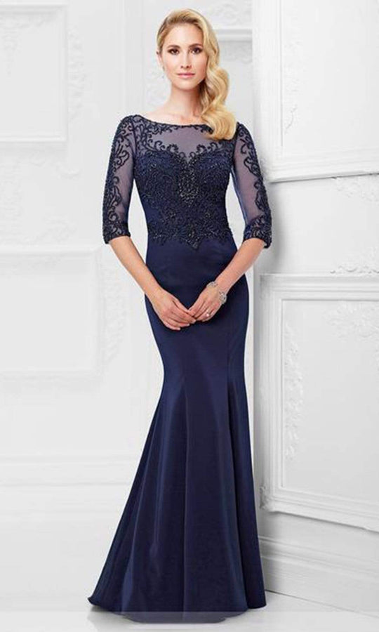 Montage by Mon Cheri - Fit And Flare Gown 117910W - 1 pc Navy In Size 22W Available CCSALE 22W / Navy