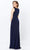 Montage by Mon Cheri - Pleat-Ornate High Slit Sheath Dress 119938 - 2 pc Navy In Size 12 and 14 Available CCSALE
