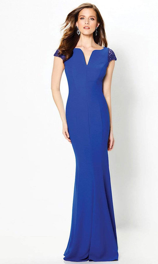 Montage by Mon Cheri - Seamed V Neck Mermaid Dress - 1 pc Royal Blue In Size 6 Available CCSALE 6 / Royal Blue