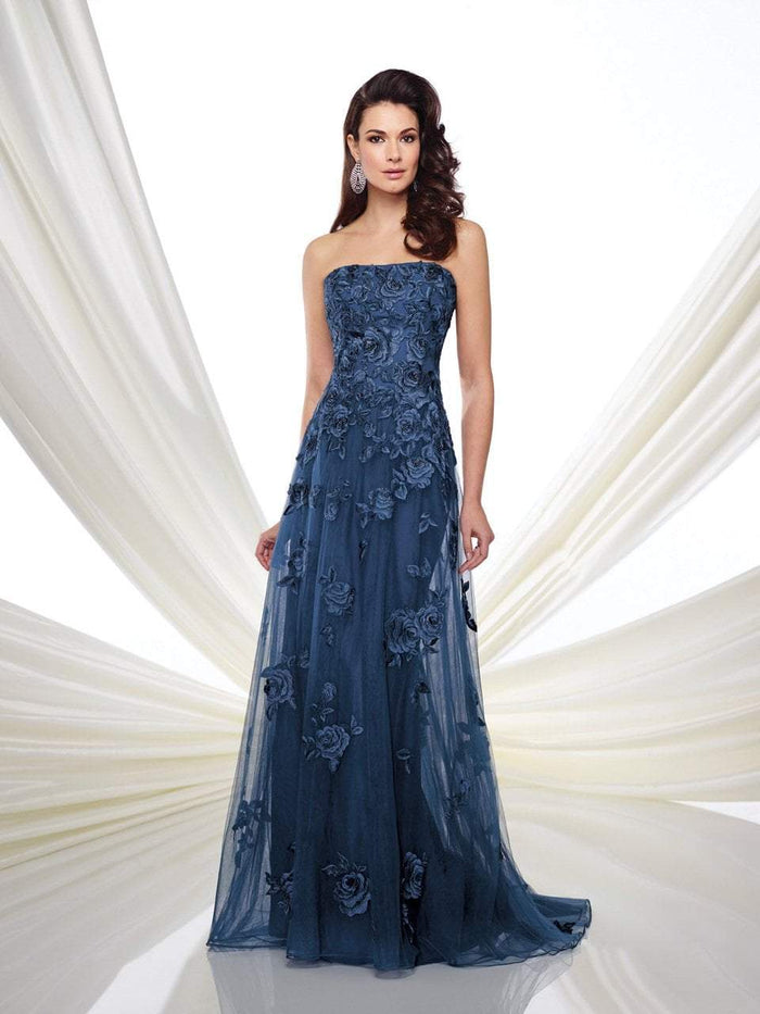 Montage by Mon Cheri - Strapless Embroidered A-line Dress 216976 - 1 pc Navy in Size 14 Available CCSALE 14 / Navy