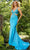 Mori Lee 47005 - Plunging V-neck Evening Gown Special Occasion Dress 00 / Turquoise