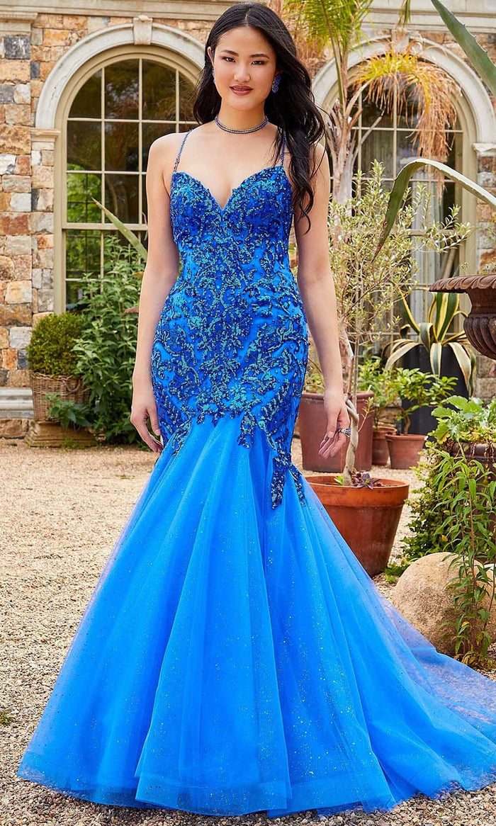 Mori Lee 47011 - Sleeveless Low-cut Sweetheart Neckline Long Gown Special Occasion Dress 00 / Regal Royal