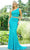Mori Lee 47023 - Two-piece Asymmetric Long Gown Special Occasion Dress 00 / Teal