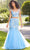 Mori Lee 47043 - Two-piece Sleeveless Square Neck Long Gown Special Occasion Dress 00 / Bahama Blue