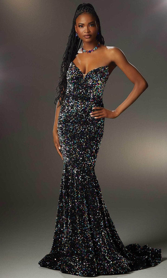Mori Lee 48009 - Strapless Sequined Evening Dress