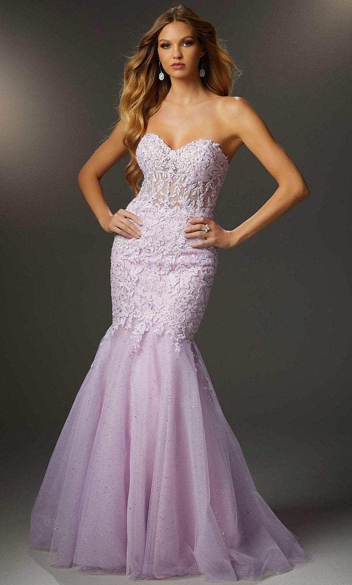 Mori Lee 48052 - Embroidered Strapless Prom Dress Prom Dresses 00 / Light Purple