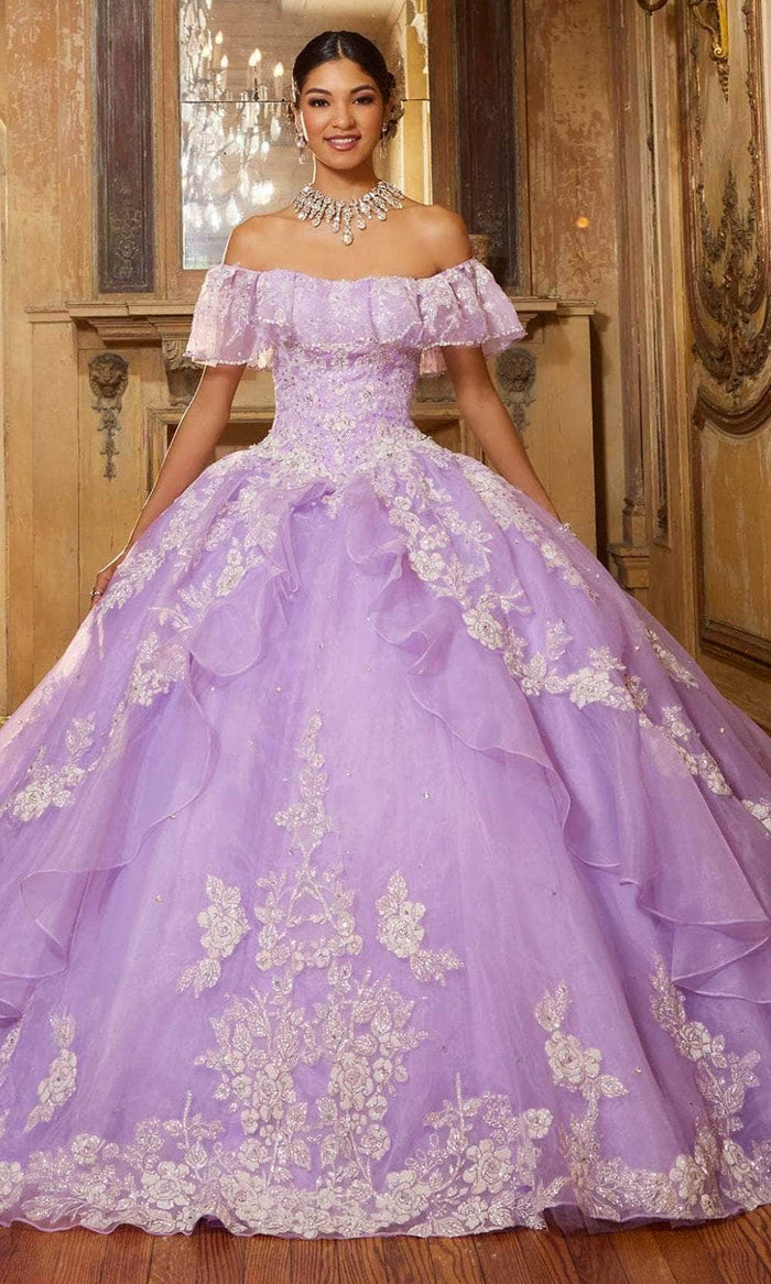 Mori Lee 60151 - Ruffle Tulle Sleeves Quinceanera Ballgown Ball Gowns 00 / Orchid